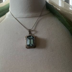 Jewelry Necklace Sterling 926 $39 Metal Small Twisted,golden pendant with aqua.!